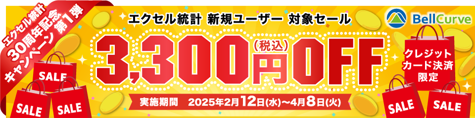 【エクセル統計30周年記念キャンペーン第1弾】エクセル統計新規ユーザー対象SALE