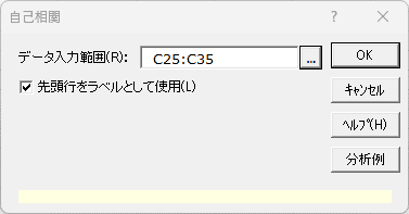 「自己相関」ダイアログ