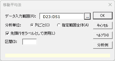 「移動平均法」ダイアログ