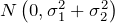 N \left( 0, \sigma_1^2 + \sigma_2^2 \right)