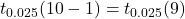 t_{0.025}(10-1)=t_{0.025}(9)