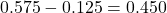 0.575-0.125=0.450