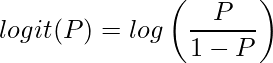  \displaystyle logit(P) = log \left( \frac{P}{1-P} \right) 