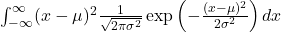 \int_{-\infty }^{\infty} (x-\mu)^2 \frac{1}{\sqrt{2\pi \sigma^2}} \exp \left(-\frac{(x-\mu)^2}{2\sigma^2} \right) dx