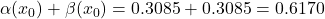 \alpha(x_0)+\beta(x_0)=0.3085+0.3085=0.6170