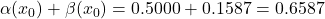 \alpha(x_0)+\beta(x_0)=0.5000+0.1587=0.6587