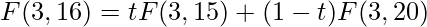  F(3,16)= tF(3,15)+(1-t)F(3,20) 