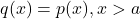 q(x)= p(x) , x>a