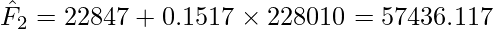  \hat{F}_2 = 22847 + 0.1517 \times 228010 = 57436.117 