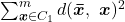 \sum^{m}_{\boldsymbol{x} \in C_1} d(\boldsymbol{\bar{x}},\ \boldsymbol{x})^2