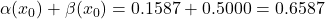 \alpha(x_0)+\beta(x_0)=0.1587+0.5000=0.6587