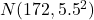 N(172,{5.5}^2)