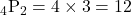 {}_4 \mathrm{P}_2 =4 \times 3 =12