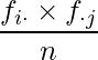  \displaystyle \frac{f_{i \cdot} \times f_{\cdot j}}{n} 