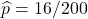 \widehat{p}=16/200