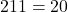 21−1=20