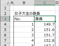 データ範囲の先頭行を選択