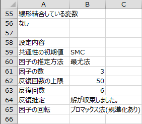 線形結合している変数・設定内容