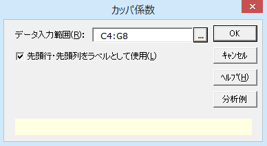 ［カッパ係数］ダイアログ