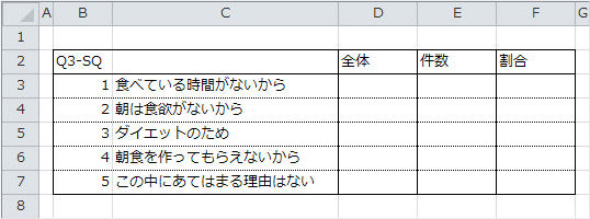 集計表の枠