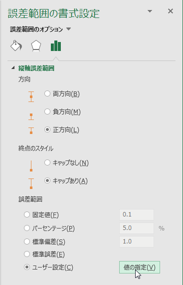 ［誤差範囲の書式設定］ウィンドウ (右)