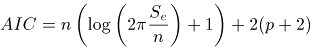 AICを求める数式(定数項あり)