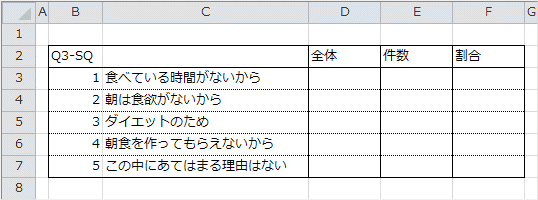 集計表の枠 集計表の枠