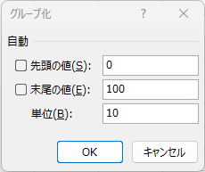 「グループ化」ウィンドウ 「グループ化」ウィンドウ
