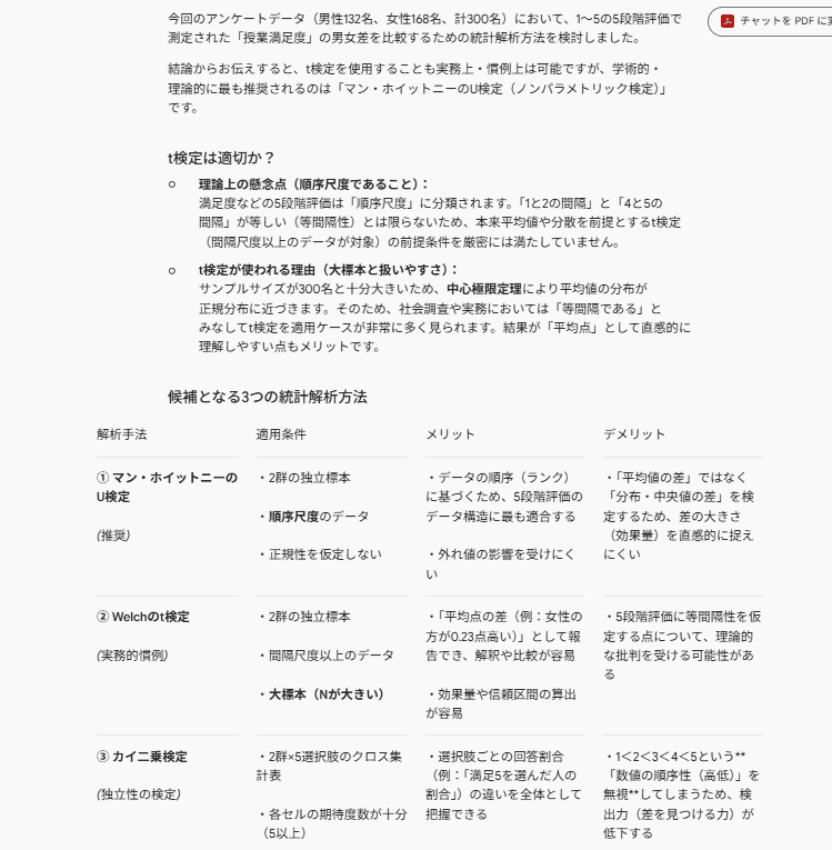 Geminiが分析方法を比較している画像