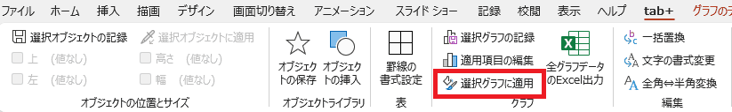 ［選択グラフに適用］をクリック